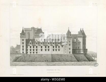 Château de Pau. Etat actuel. Elévation nord - Fonds Ancely - B315556101 UNE LAFOLLYE 084. Banque D'Images