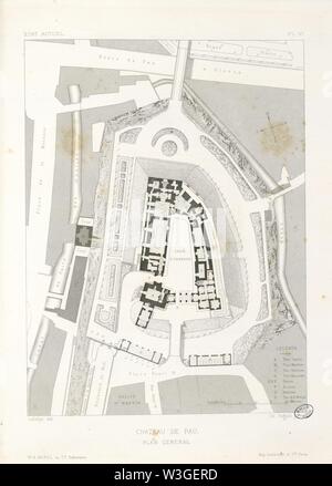 Château de Pau. Etat actuel. Général Plan - Fonds Ancely - B315556101 UNE LAFOLLYE 077. Banque D'Images