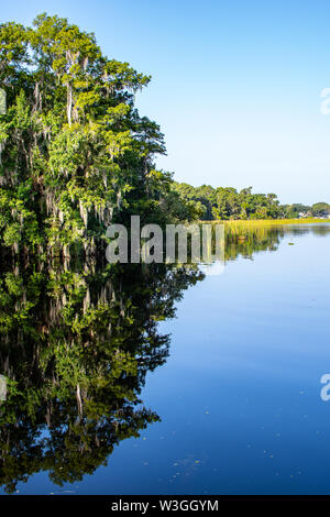 Image miroir du paysage et les lacs en Floride, avec des tons bleu et vert Banque D'Images