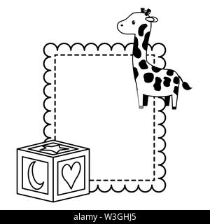 Douche de bébé girafe jouets bannière cube Illustration de Vecteur