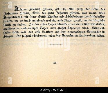 CHRONIK DER FAMILIE FLENDER, Ludwig Voss (Verlag), Düsseldorf 1900, S. 55. Banque D'Images