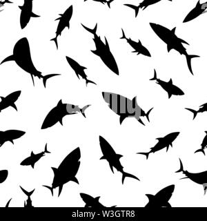 Modèle sans couture. requin Fond vecteur silhouette de requins. Pour imprimer, textile, web, décoration, mode, surface, design graphique Illustration de Vecteur