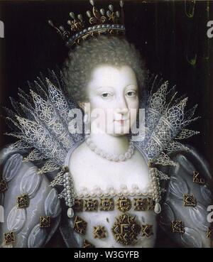 Circa 1610 portrait de Louise Marguerite de Lorraine, princesse de Conti portant une couronne (Musée Condé). Banque D'Images