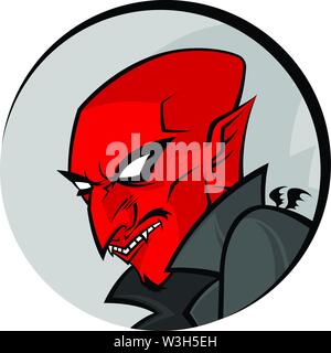 Beau diable rouge. Vector illustration d'un satan dans un cercle. L'image est isolé sur fond blanc. La tête du personnage de la mascotte. Illustration de Vecteur