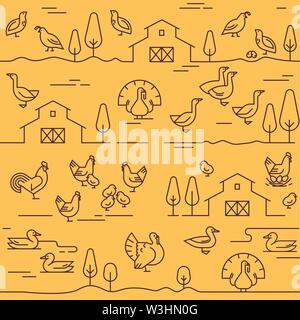 Modèle vectoriel continu d'animaux de ferme, des bâtiments, équipements et autres éléments Illustration de Vecteur