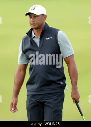 USA's Tiger Woods sur la 15e au cours de l'aperçu la troisième journée de l'Open Championship 2019 au Club de golf Royal Portrush. Banque D'Images