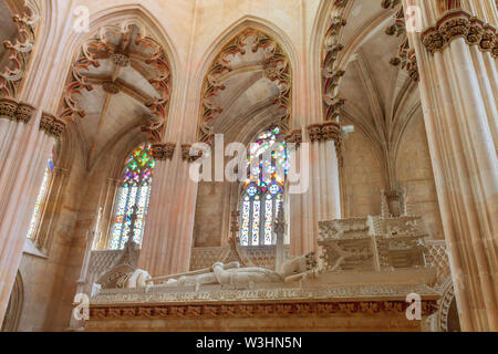 Tombe de Jean I de Portugal et de Philippa de Lancastre (Monastère de Batalha) Banque D'Images