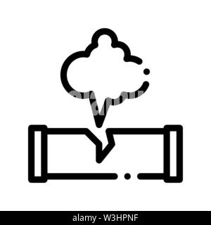 Rupture des tuyaux de gaz vecteur de pollution sur l'icône de la ligne mince Illustration de Vecteur