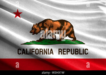 Drapeau réaliste Etat de Californie sur la surface d'un tissu Banque D'Images