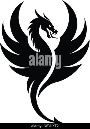 Simple création logo vector silhouettes de dragons stylisés illustrations Illustration de Vecteur