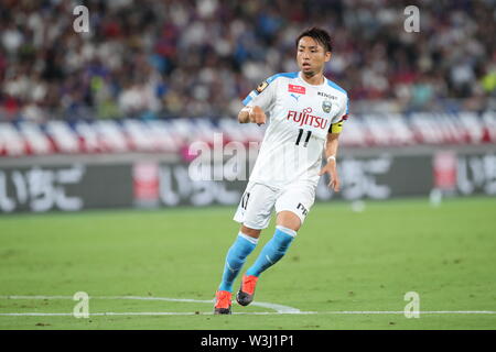 Tokyo, Japon. 14 juillet, 2019. Kawasaki Frontale's Yu Kobayashi au cours de la J1 2019 football match Ligue entre FC Tokyo 0-3 Kawasaki frontale au Ajinomoto Stadium à Tokyo, Japon, Juillet 14, 2019. Credit : AFLO/Alamy Live News Banque D'Images