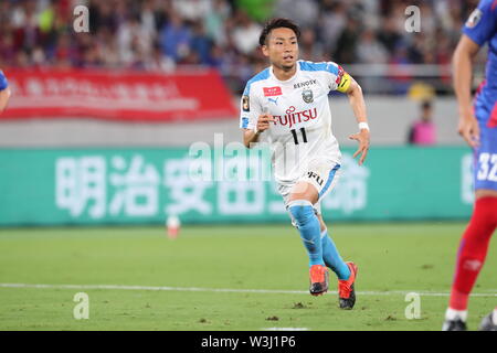 Tokyo, Japon. 14 juillet, 2019. Kawasaki Frontale's Yu Kobayashi au cours de la J1 2019 football match Ligue entre FC Tokyo 0-3 Kawasaki frontale au Ajinomoto Stadium à Tokyo, Japon, Juillet 14, 2019. Credit : AFLO/Alamy Live News Banque D'Images