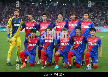 Tokyo, Japon. 14 juillet, 2019. Groupe de l'équipe FC Tokyo line-up 2019 avant le match de football Ligue J1 entre FC Tokyo 0-3 Kawasaki frontale au Ajinomoto Stadium à Tokyo, Japon, Juillet 14, 2019. Credit : AFLO/Alamy Live News Banque D'Images