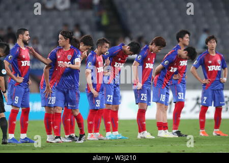 Tokyo, Japon. 14 juillet, 2019. Les joueurs du FC Tokyo réagir après la Ligue J1 2019 match de foot entre FC Tokyo 0-3 Kawasaki frontale au Ajinomoto Stadium à Tokyo, Japon, Juillet 14, 2019. Credit : AFLO/Alamy Live News Banque D'Images