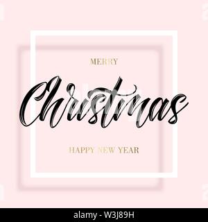 Lettrage noir Noël dans le cadre carré Illustration de Vecteur