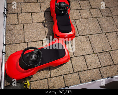 13 juillet 2019 - Stuttgart, Allemagne. 13 juillet 2019. Voiture Audi est titulaire d'une présentation à l'Neckarsun site dans Stuutgart. Fabricant automobile Audi plante a été en existence depuis plus de cent ans à la Baden-WÃ¼rttemberg emplacement. L'événement comprenait des expositions et salons de l'automobile, ainsi qu'un programme d'enfants. Pilote automobile suédois Mattias EkstrÃ¶m est allé(e) à l'événement (crédit Image : © Abdelwaheb Omar/IMAGESLIVE via Zuma sur le fil) Banque D'Images