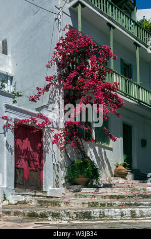 A Street dans la ville de Skopelos, Sporades du Nord de la Grèce. Banque D'Images