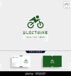 Electric Bike hipster logo design puissance vecteur icône du véhicule isolé signe symbole Illustration de Vecteur