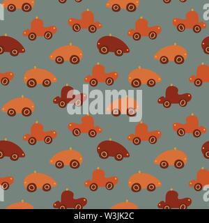 Modèle vectoriel continu avec toy cars rouge et orange Illustration de Vecteur