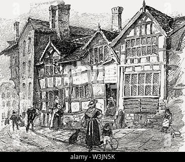 Le Woolpack Inn Ancienne, Manchester, Angleterre, RU, 19e siècle Banque D'Images
