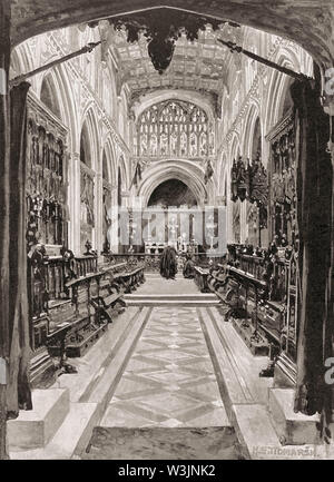 Le Chœur de la Cathédrale de Manchester, Manchester, Angleterre, RU, 19e siècle Banque D'Images