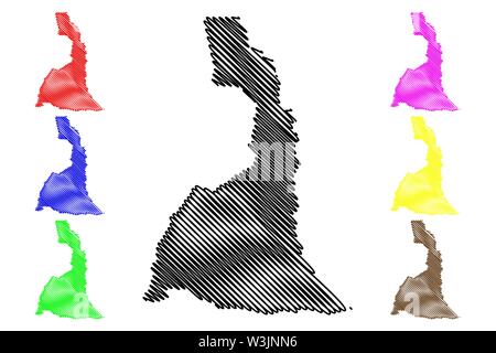 Région du Grand Nord (régions du Cameroun, République du Cameroun) map vector illustration, croquis Gribouillage à l'extrême nord Région Carte de Illustration de Vecteur