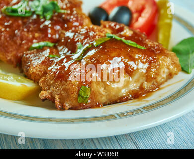 Le miel au four facile morue morue marinée, pièces ont été mariné au miel, sauce soja, le gingembre et le vinaigre de cidre. Banque D'Images