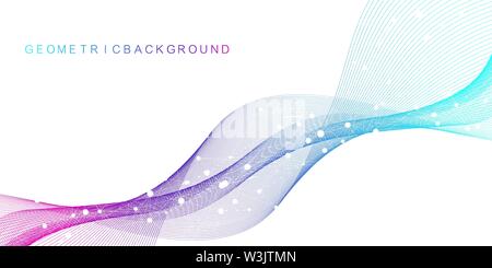 Fond abstrait géométrique avec des lignes et points. Arrière-plan de la communication et de la molécule. Fond graphique pour votre conception. Vector Illustration de Vecteur