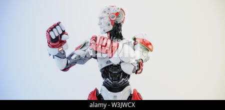 Robot boxer dans stand rack, 3D Rendering Banque D'Images