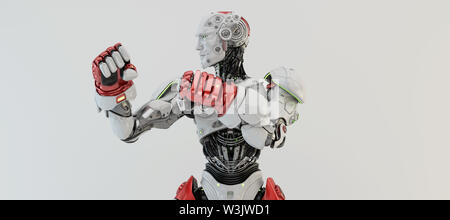 Robot boxer dans stand rack, 3D Rendering Banque D'Images