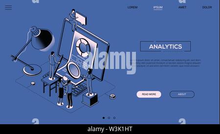 Analytics - ligne style design bannière web isométrique Illustration de Vecteur