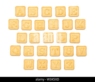 Sablés Alphabet isolé sur fond blanc. Banque D'Images