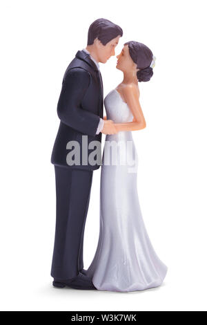 Wedding Cake Topper isolé sur fond blanc. Banque D'Images