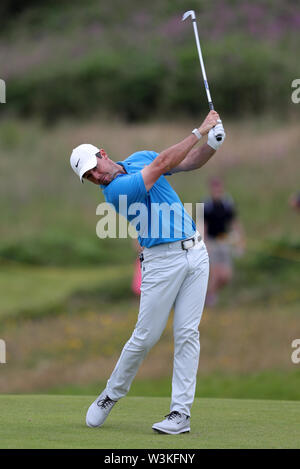 L'Irlande du Nord Rory McIlroy au cours de l'aperçu de la troisième journée de l'Open Championship 2019 au Club de golf Royal Portrush. Banque D'Images