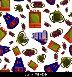Motif transparent coloré vecteur avec sac d'école Illustration de Vecteur