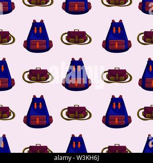 Motif transparent coloré vecteur avec sac d'école Illustration de Vecteur