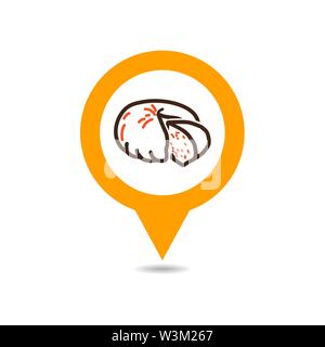 Le fromage de chèvre borne d'une icône. Pointeur de carte des animaux de ferme. Marqueur de carte. Symbole graphique pour votre site web design, logo, app, l'assurance-chômage. Vector illustration Illustration de Vecteur