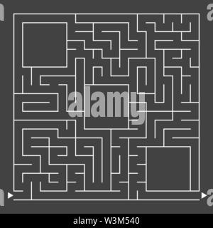 Abstract square simple labyrinthe isolés. Blanc sur fond noir. Un jeu intéressant pour les enfants. Avec une place pour le dessin. Télévision simple vector Illustration de Vecteur