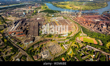 Photo aérienne de l'aciérie ThyssenKrupp et Schwelgern Schwelgern cokerie à Marxloh am Rhein à Duisburg dans la Ruhr dans la fédération Banque D'Images