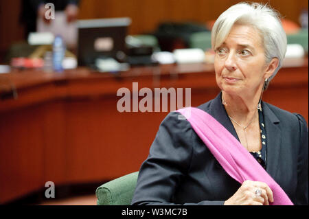 Mar. 16, 2010 - Bruxelles, BXL, Belgique - Le ministre français de l'Economie Christine Lagarde au début d'une réunion des ministres européens des finances à l'administration centrale du Conseil européen à Bruxelles, Belgique le 2010-03-16 Â© par Wiktor Dabkowski (crédit Image : © Wiktor Dabkowski/ZUMApress.com) Banque D'Images