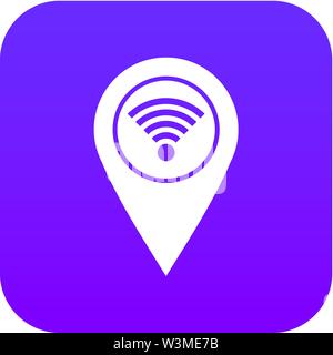 Broche avec pointeur de carte wifi icône symbole violet numérique Illustration de Vecteur