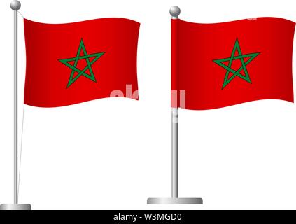 Maroc drapeau sur mât. Mât en métal. Drapeau national du Maroc vector illustration Illustration de Vecteur