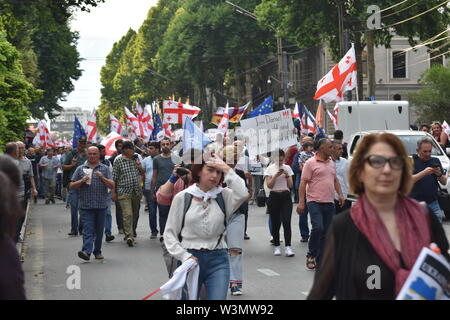 Anti-Russian manifestations à Tbilissi, Géorgie (pays) 29 juin 2019 Banque D'Images