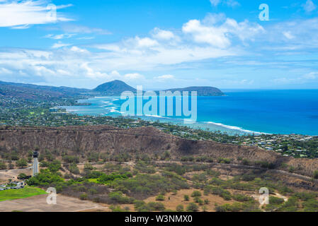 Vue aérienne de l'île Oahu, Hawaii, Etats-Unis Banque D'Images