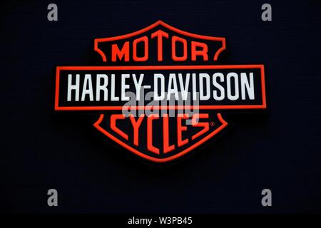 Logo, Harley Davidson, fond noir, Allemagne Banque D'Images