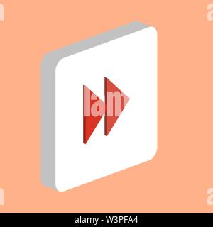 Icône vecteur simple d'avance rapide. Modèle de conception de symbole d'illustration pour le web l'interface utilisateur mobile. Couleur parfaite Pictogramme 3D isométrique sur carré blanc. Illustration de Vecteur