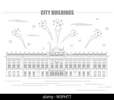 Des bâtiments de la ville modèle graphique. Palais Royal de Madrid. Vector illustration Illustration de Vecteur