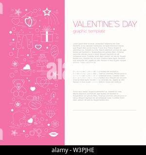 Modèle de conception de la Saint-Valentin. Éléments graphiques avec des coeurs, des flèches, champagne, cadeaux, fleurs, d'oiseaux, des diamants. Vector illustration Illustration de Vecteur