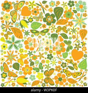 Motif coloré Fleurs et papillons. Vector illustration Illustration de Vecteur