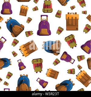 Motif transparent coloré vecteur avec sac d'école Illustration de Vecteur